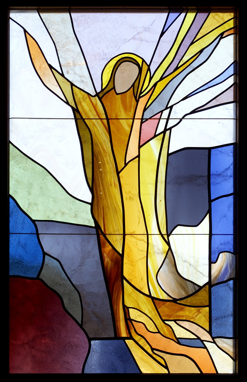 Moderner Auferstandener / Himmelfahrt / Franz Josef Rupprecht, Rupprecht@kathbild.at Der auferstandene Christus (Christi Himmelfahrt). H?bersdorf, 23.3.2003 ? Franz Josef Rupprecht; A-7123 M?nchhof; Bank: Raiffeisenbank M?nchhof (BLZ 33054), Kto.-Nr.: 17.608